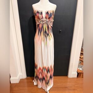 SKY - Truda Multicolor Strapless Maxi Dress with Braided Waist